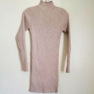 Guess Nabila Ribbed Knit Mock Neck Sweater Dress  Taan Size M NWOT